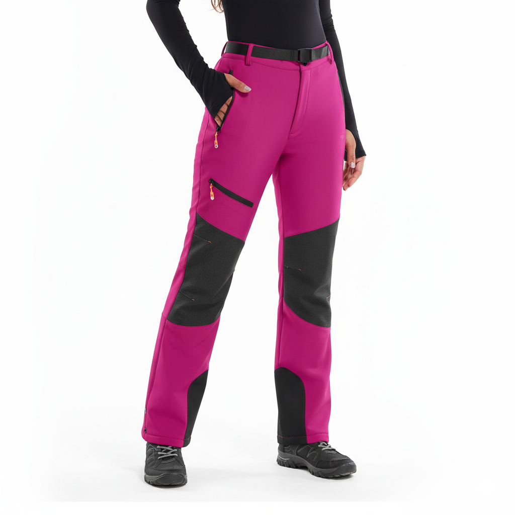 Women's Softshell Ski Pants with Insulated Lining and Reinforced Knee Patches