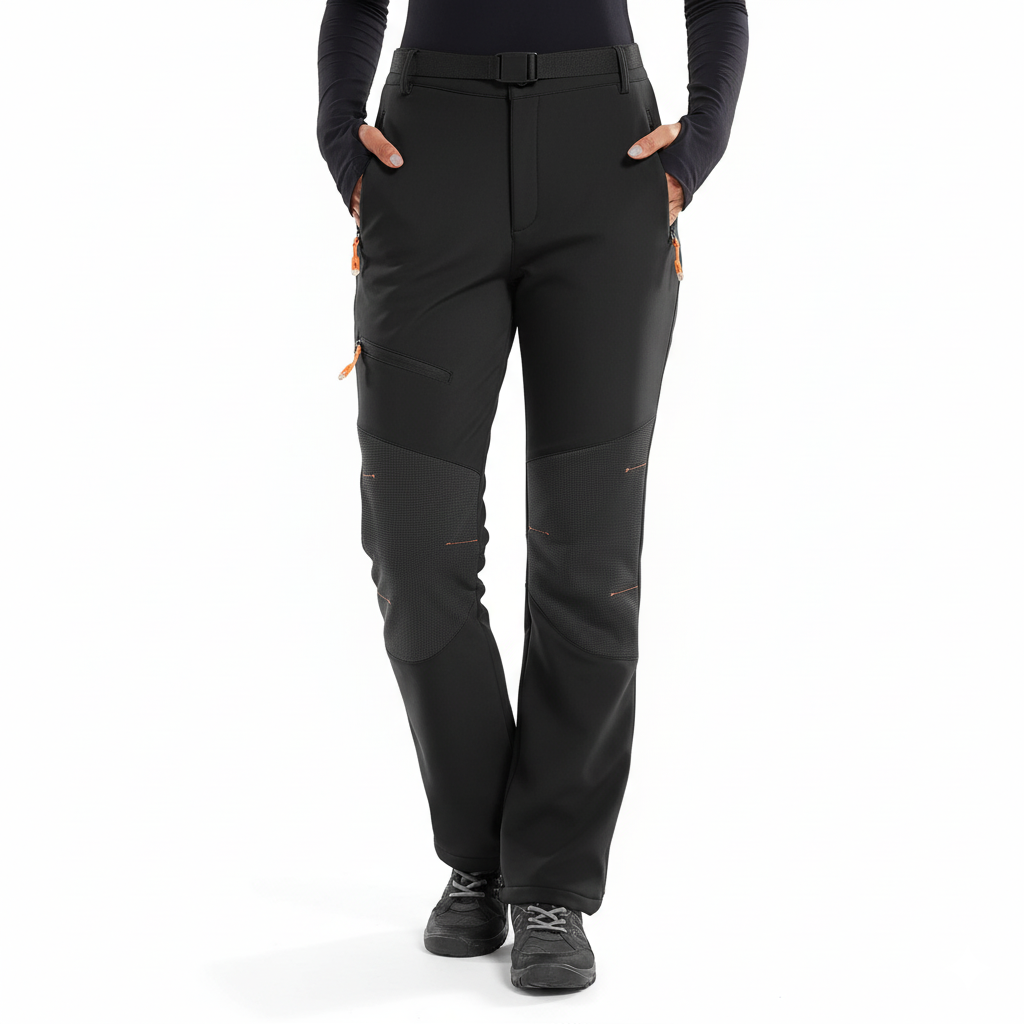 Women's Softshell Ski Pants with Insulated Lining and Reinforced Knee Patches