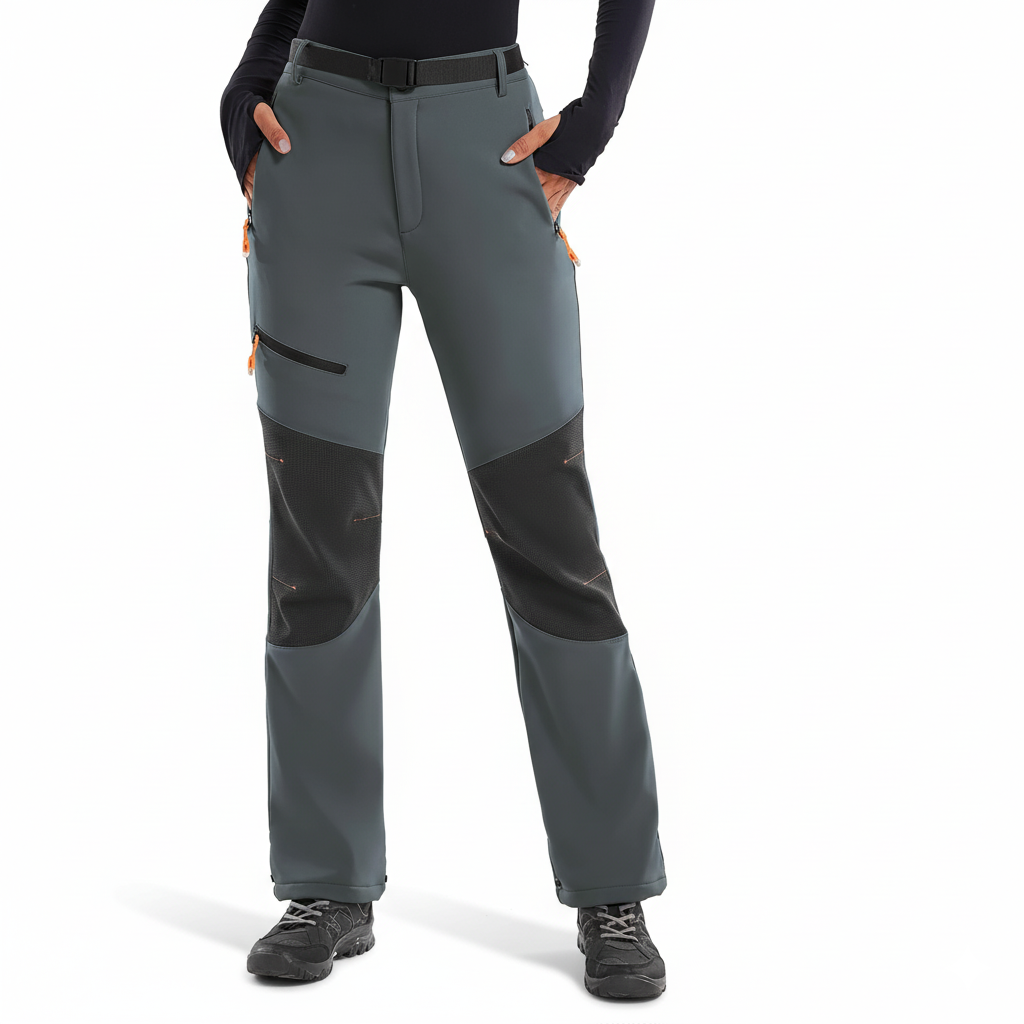 Women's Softshell Ski Pants with Insulated Lining and Reinforced Knee Patches