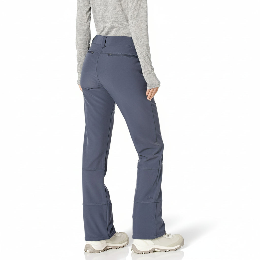 Women's Fleece Lined Softshell Pants with Zip Pockets and Articulated Knees