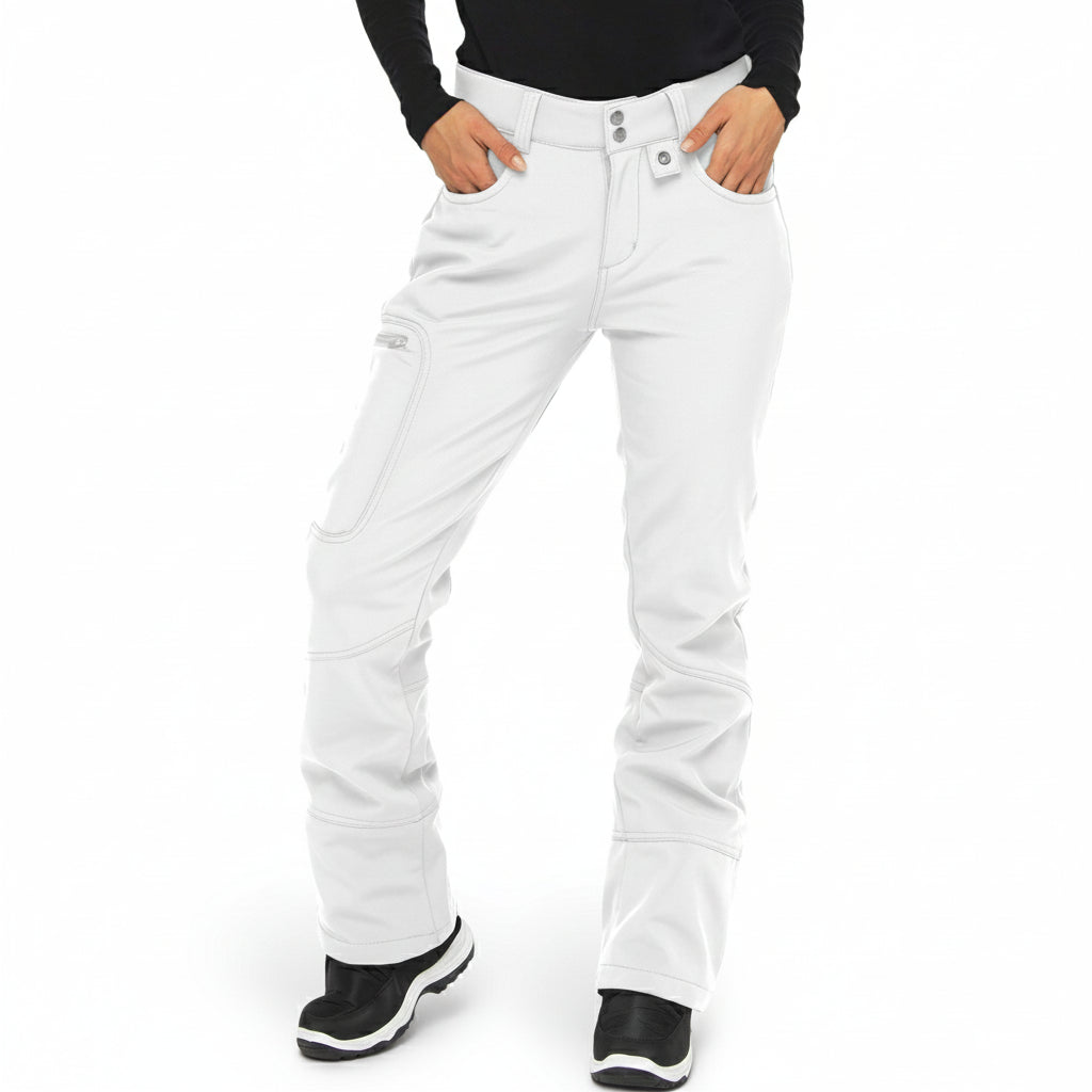 Women's Fleece Lined Softshell Pants with Zip Pockets and Articulated Knees
