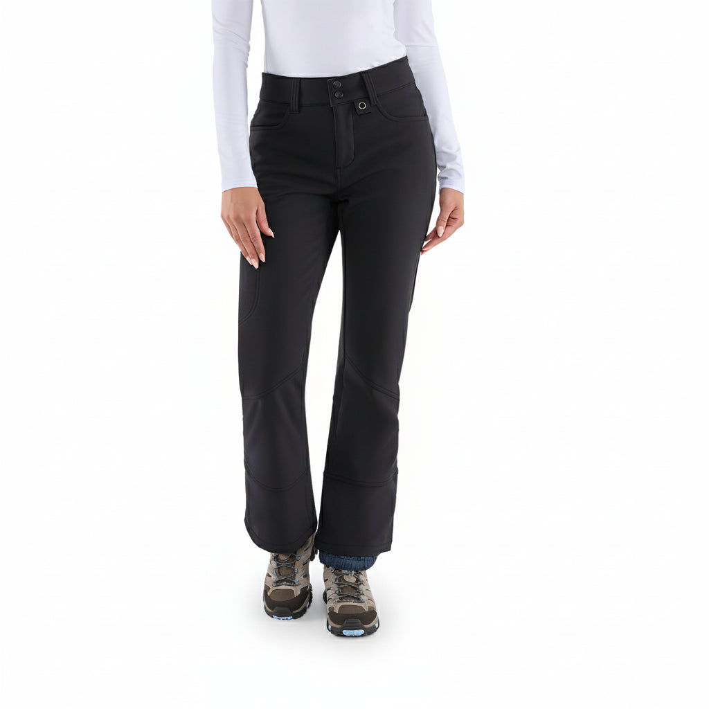 Women's Fleece Lined Softshell Pants with Zip Pockets and Articulated Knees