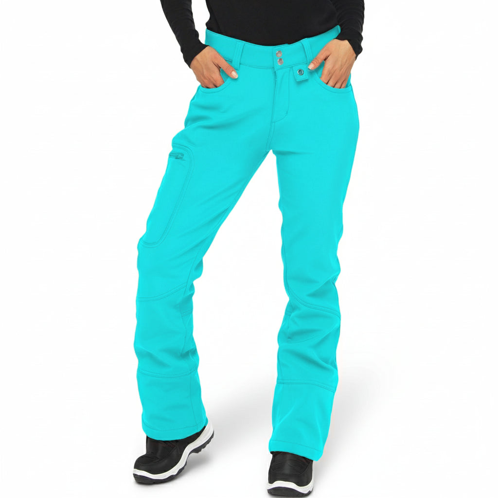 Women's Fleece Lined Softshell Pants with Zip Pockets and Articulated Knees