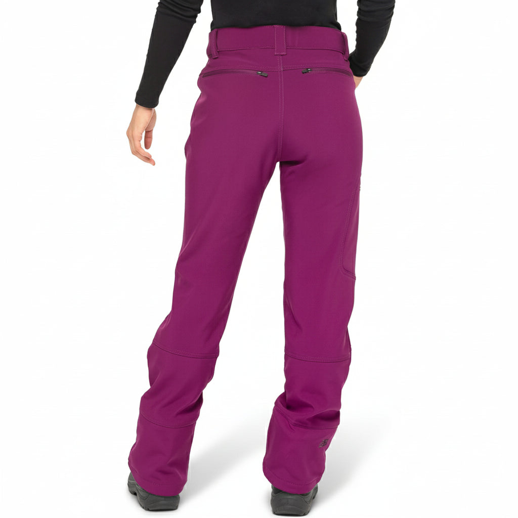 Women's Fleece Lined Softshell Pants with Zip Pockets and Articulated Knees