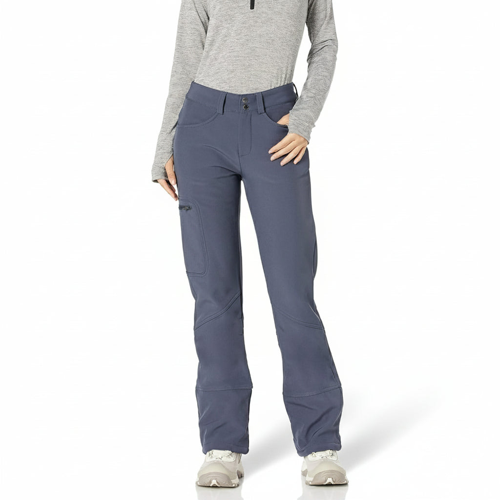 Women's Fleece Lined Softshell Pants with Zip Pockets and Articulated Knees