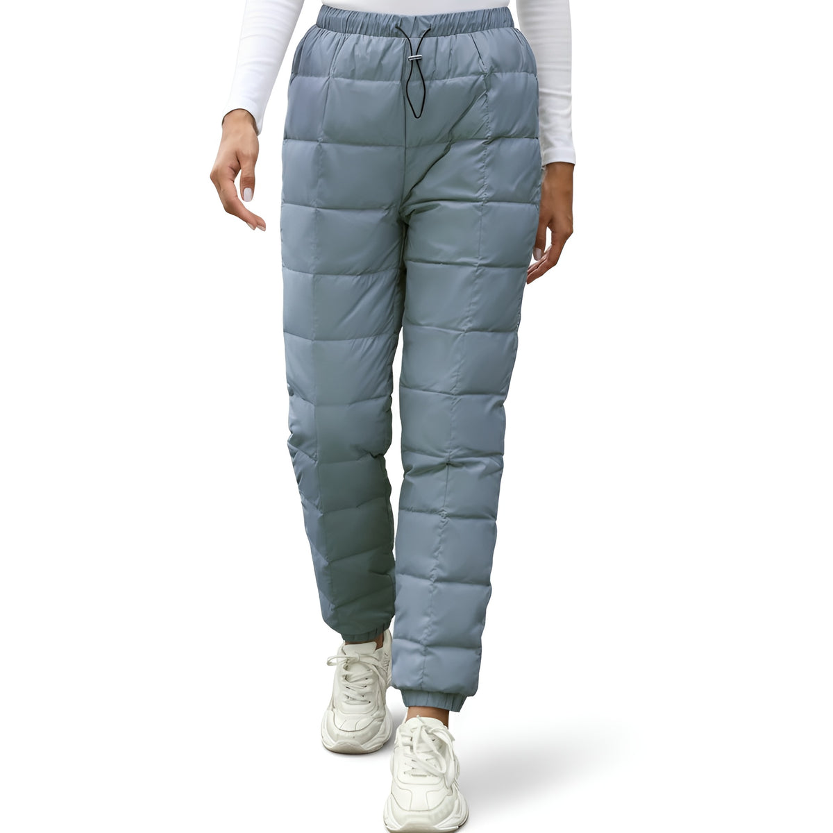 Women's Winter Down Pants with Thermal Insulation and Elastic Drawstring Waist
