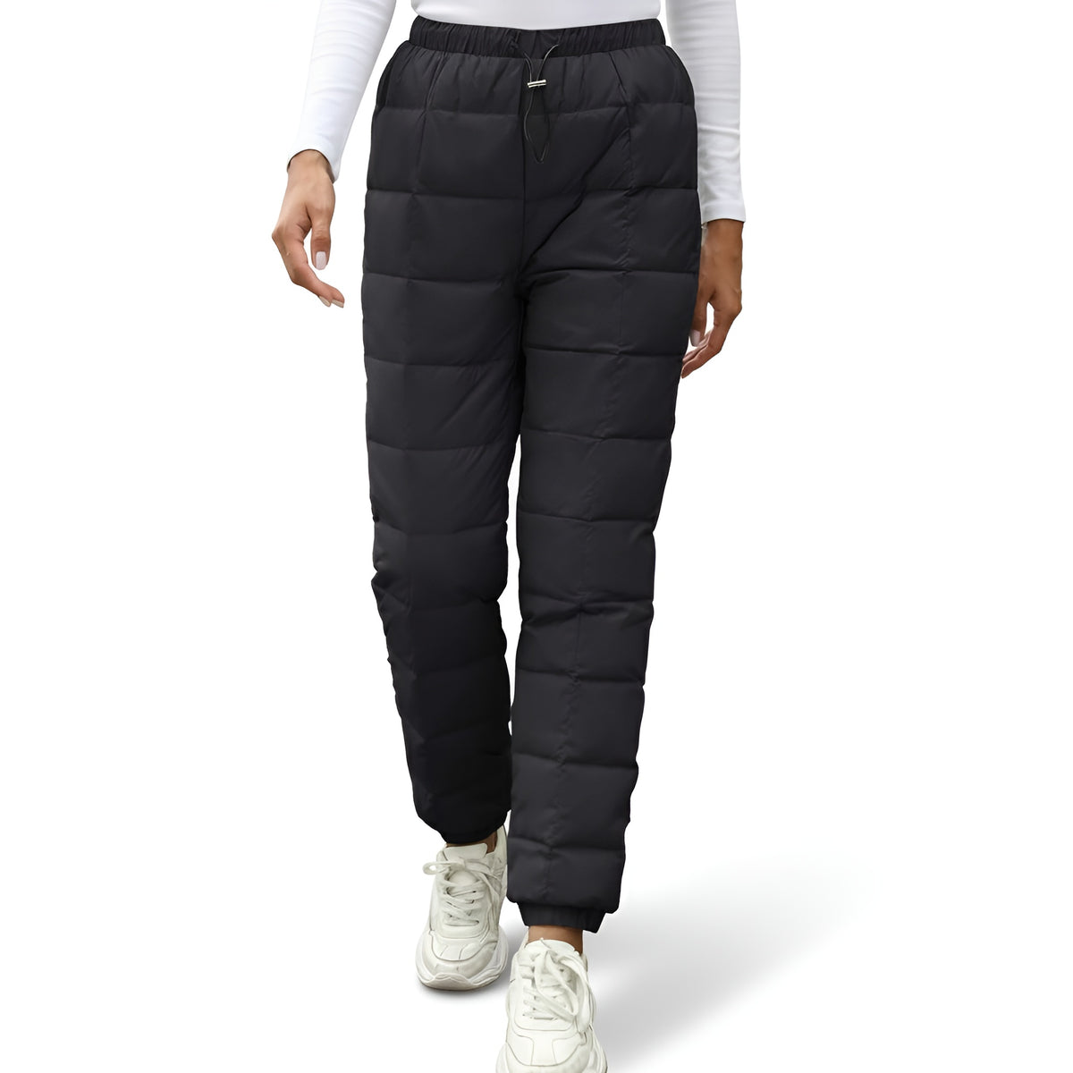 Women's Winter Down Pants with Thermal Insulation and Elastic Drawstring Waist
