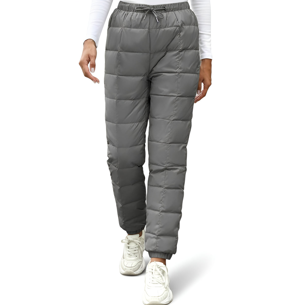 Women's Winter Down Pants with Thermal Insulation and Elastic Drawstring Waist