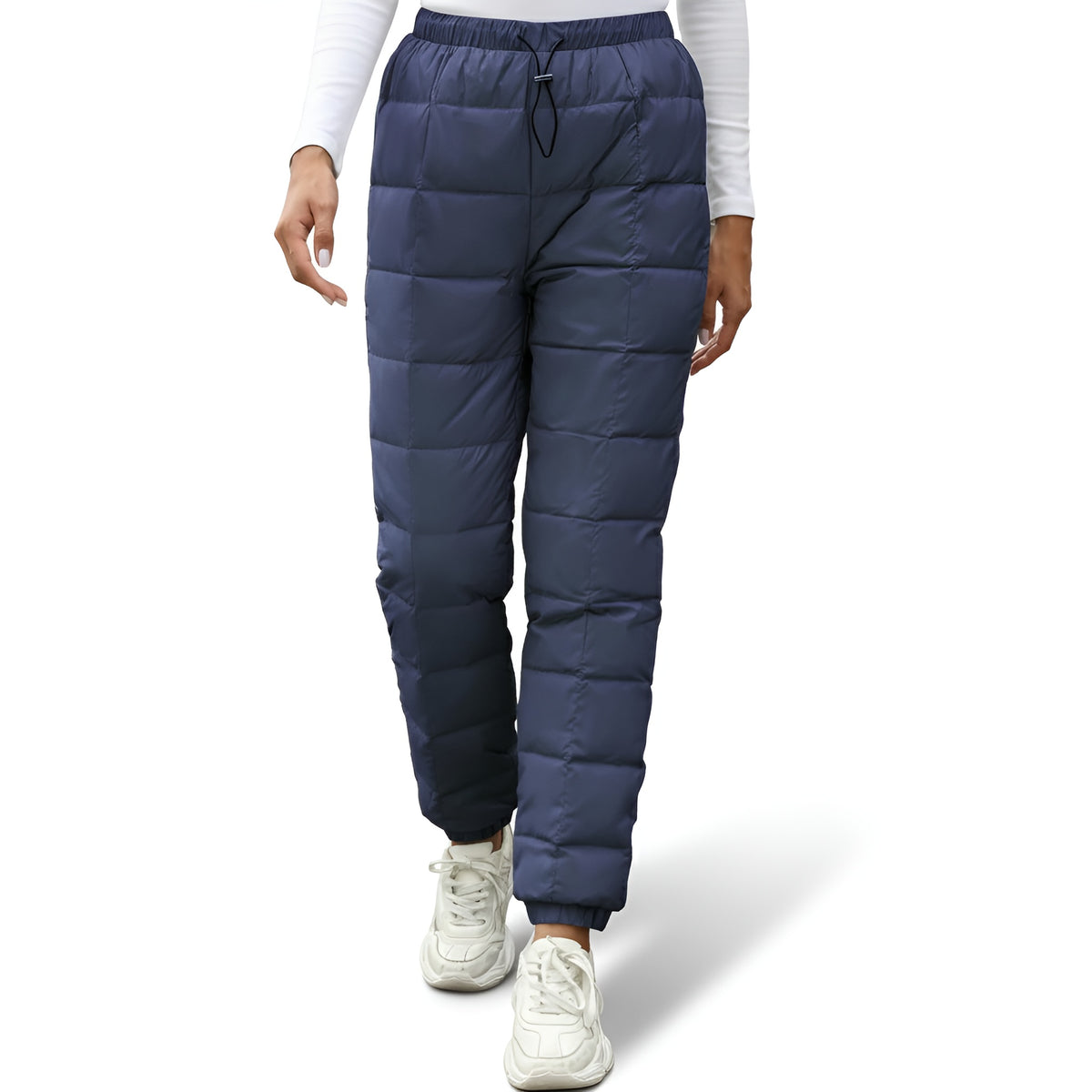 Women's Winter Down Pants with Thermal Insulation and Elastic Drawstring Waist