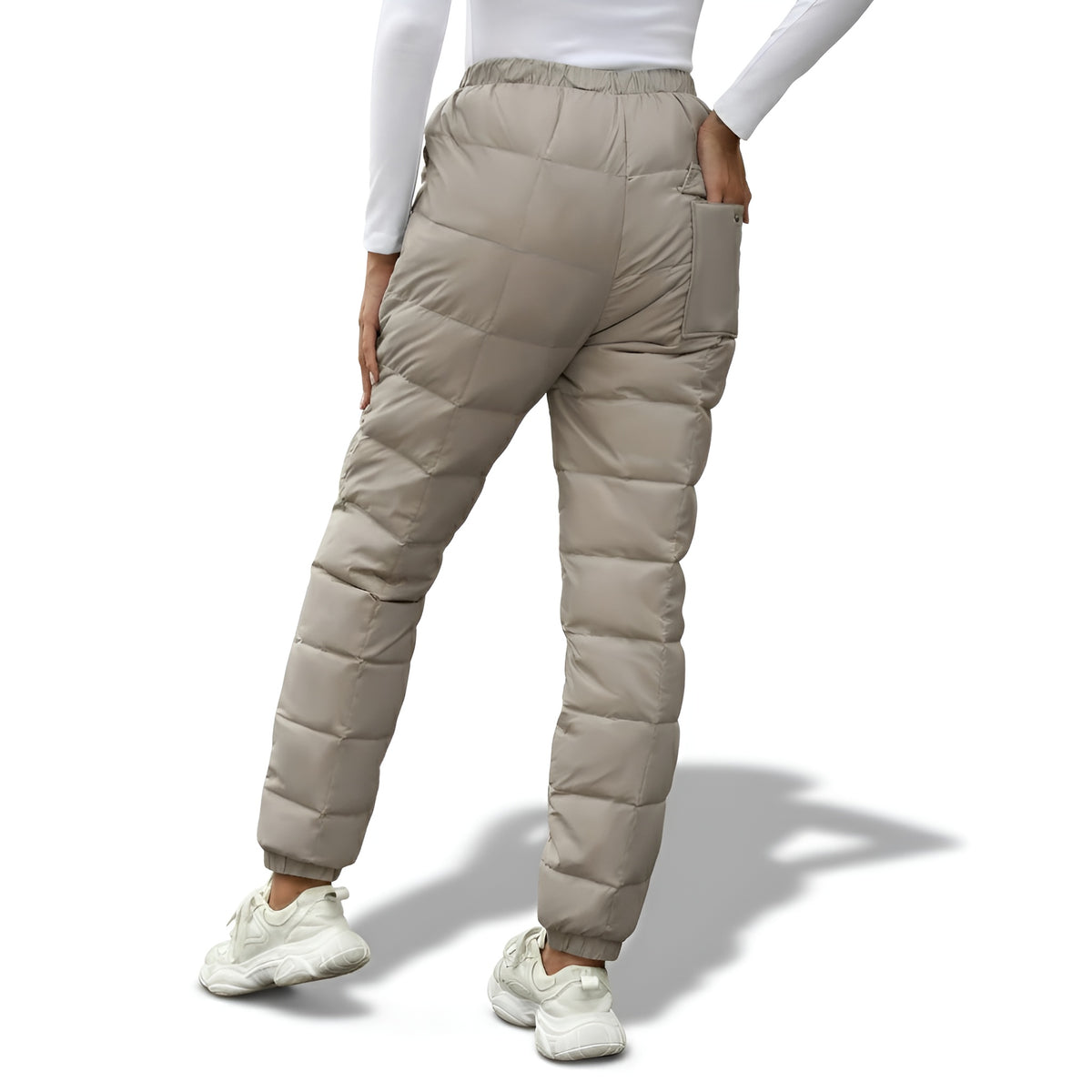 Women's Winter Down Pants with Thermal Insulation and Elastic Drawstring Waist