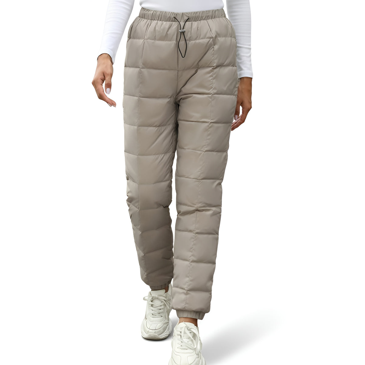 Women's Winter Down Pants with Thermal Insulation and Elastic Drawstring Waist