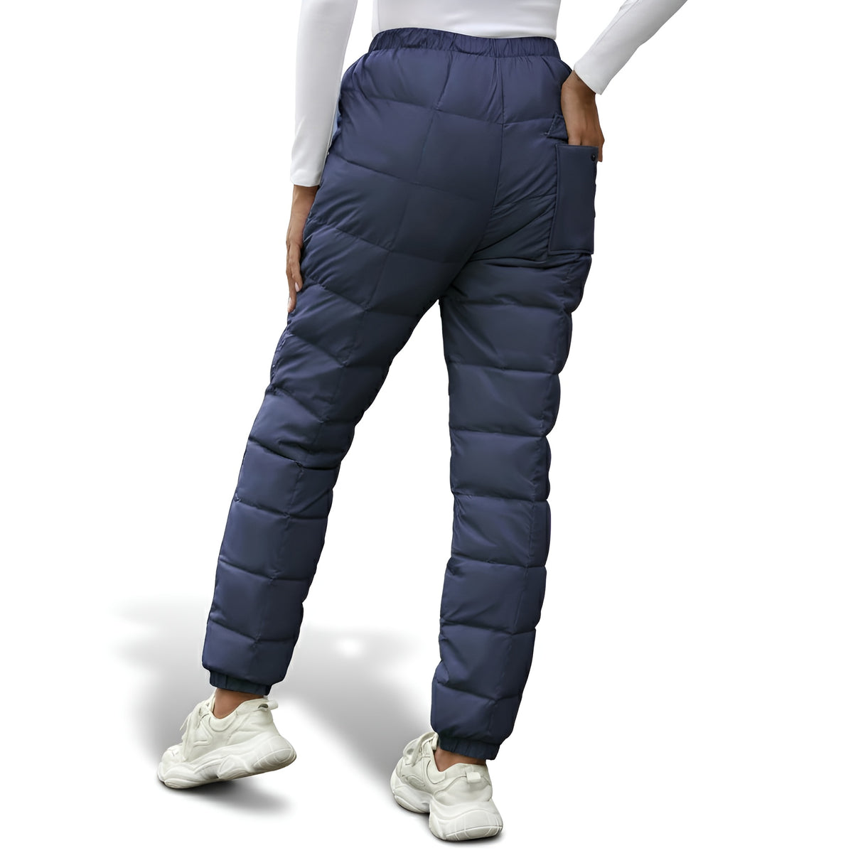 Women's Winter Down Pants with Thermal Insulation and Elastic Drawstring Waist