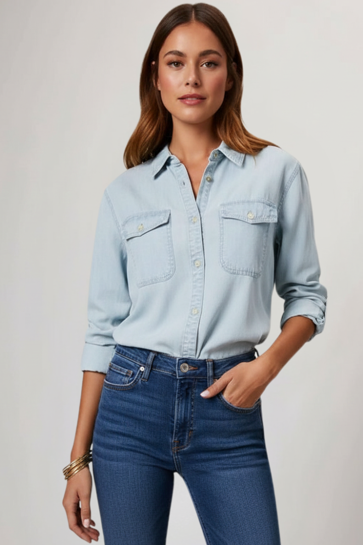 Women's Long-Sleeve Shirt | Classic Collar Button-Up