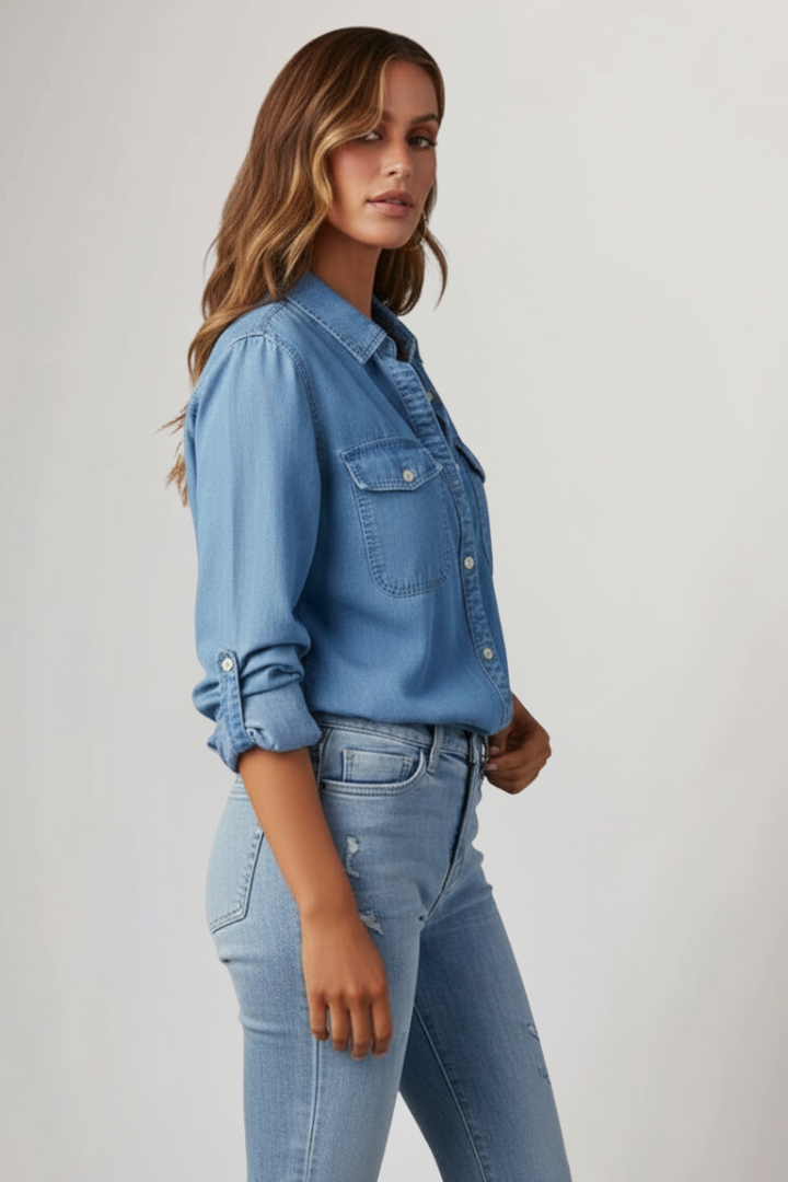 Women's Long-Sleeve Shirt | Classic Collar Button-Up
