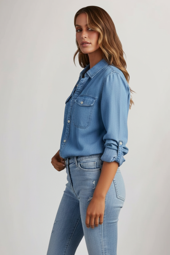 Women's Long-Sleeve Shirt | Classic Collar Button-Up