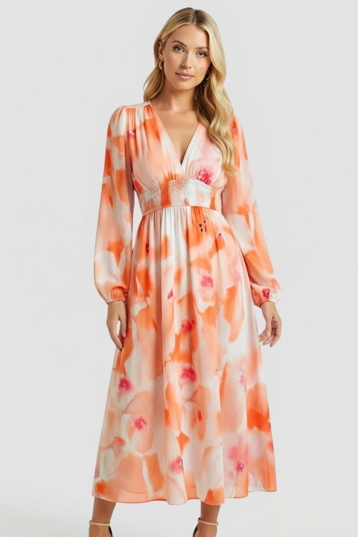 Women's Floral Dress | V-Neck Short-Sleeve Summer Dress