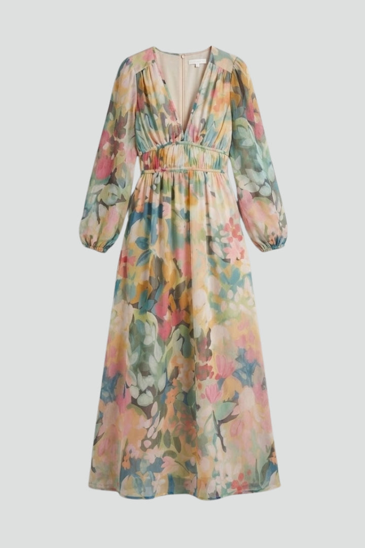 Women's Floral Dress | V-Neck Short-Sleeve Summer Dress