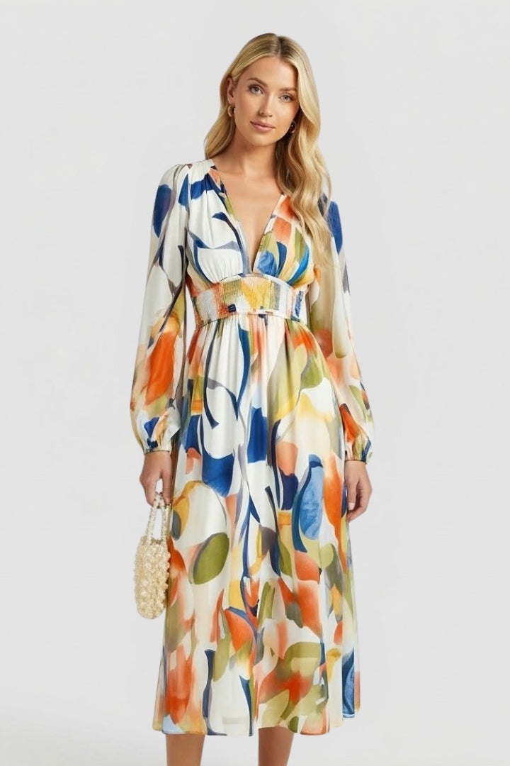 Women's Floral Dress | V-Neck Short-Sleeve Summer Dress