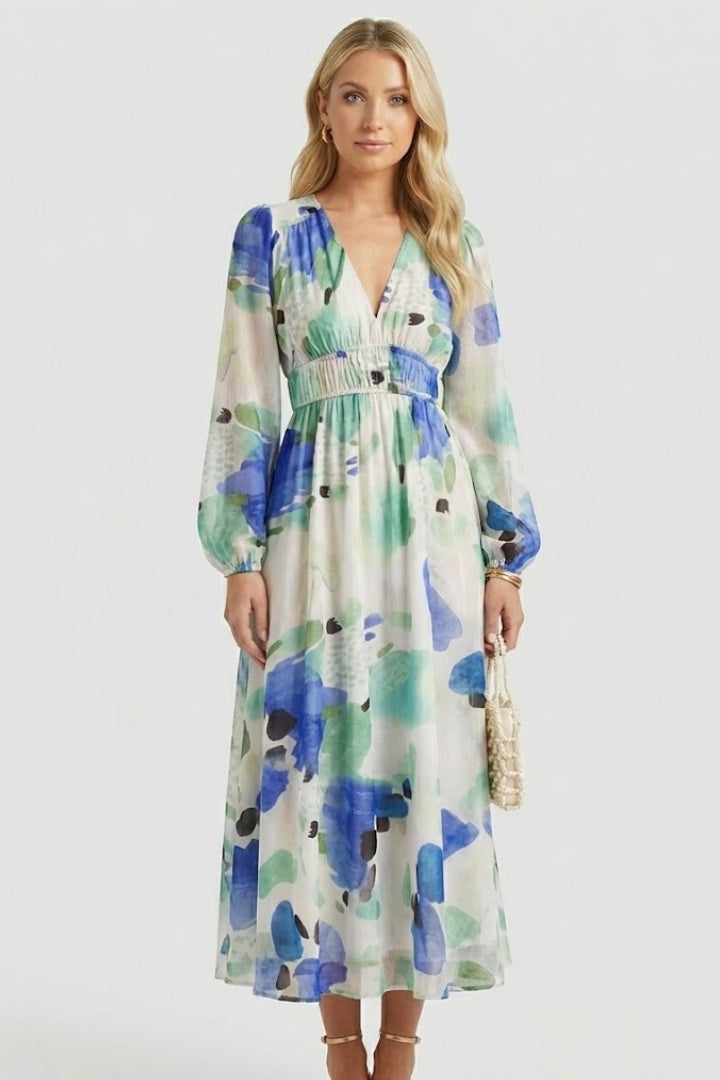 Women's Floral Dress | V-Neck Short-Sleeve Summer Dress