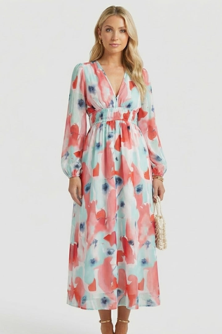Women's Floral Dress | V-Neck Short-Sleeve Summer Dress