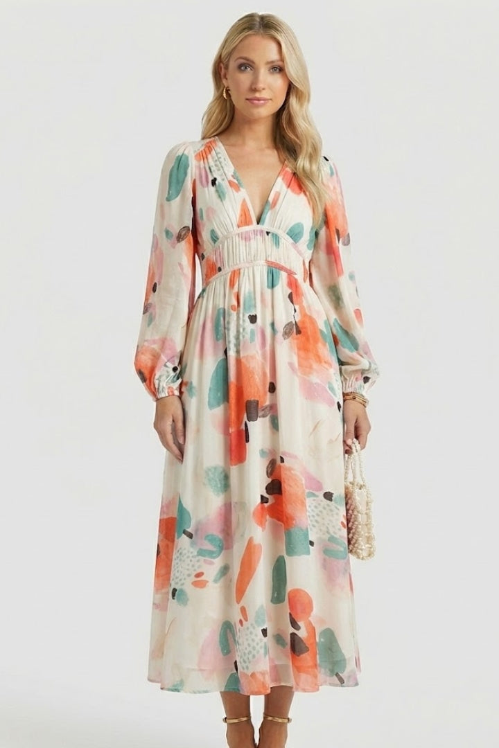 Women's Floral Dress | V-Neck Short-Sleeve Summer Dress