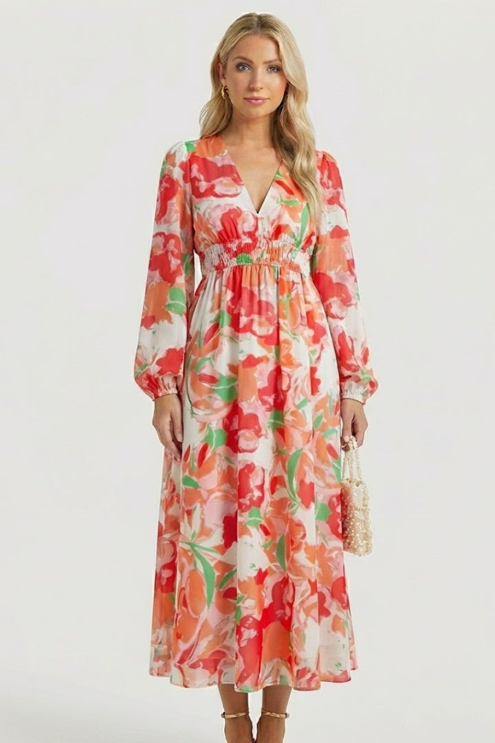 Women's Floral Dress | V-Neck Short-Sleeve Summer Dress
