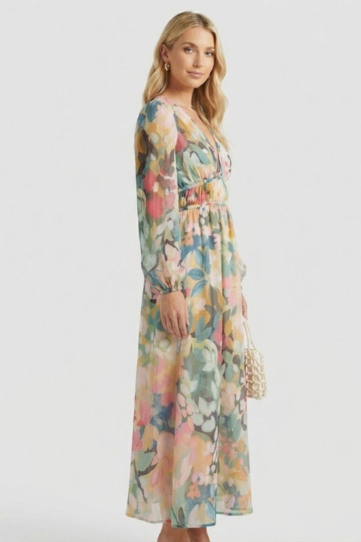 Women's Floral Dress | V-Neck Short-Sleeve Summer Dress