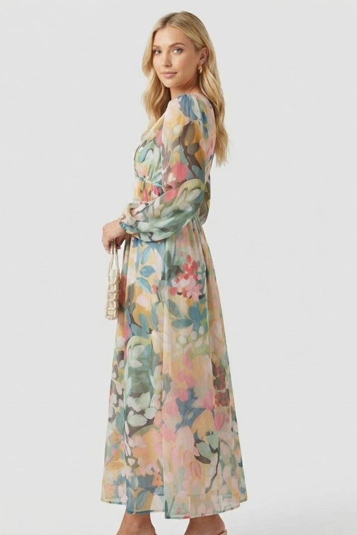 Women's Floral Dress | V-Neck Short-Sleeve Summer Dress