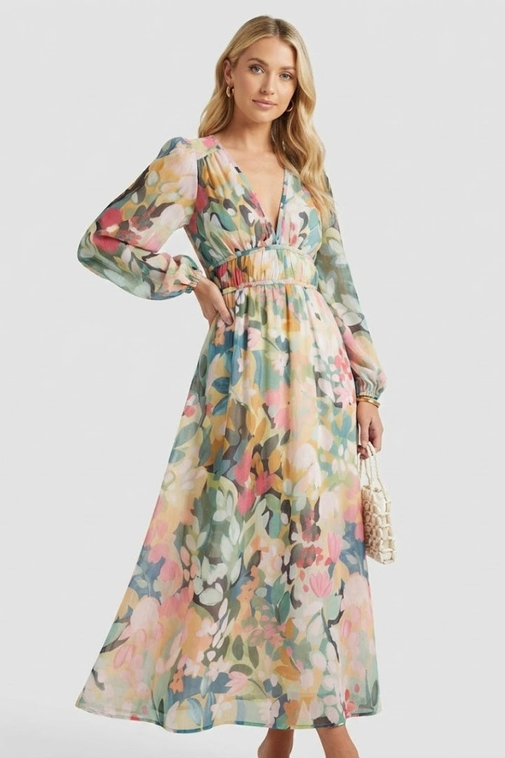 Women's Floral Dress | V-Neck Short-Sleeve Summer Dress