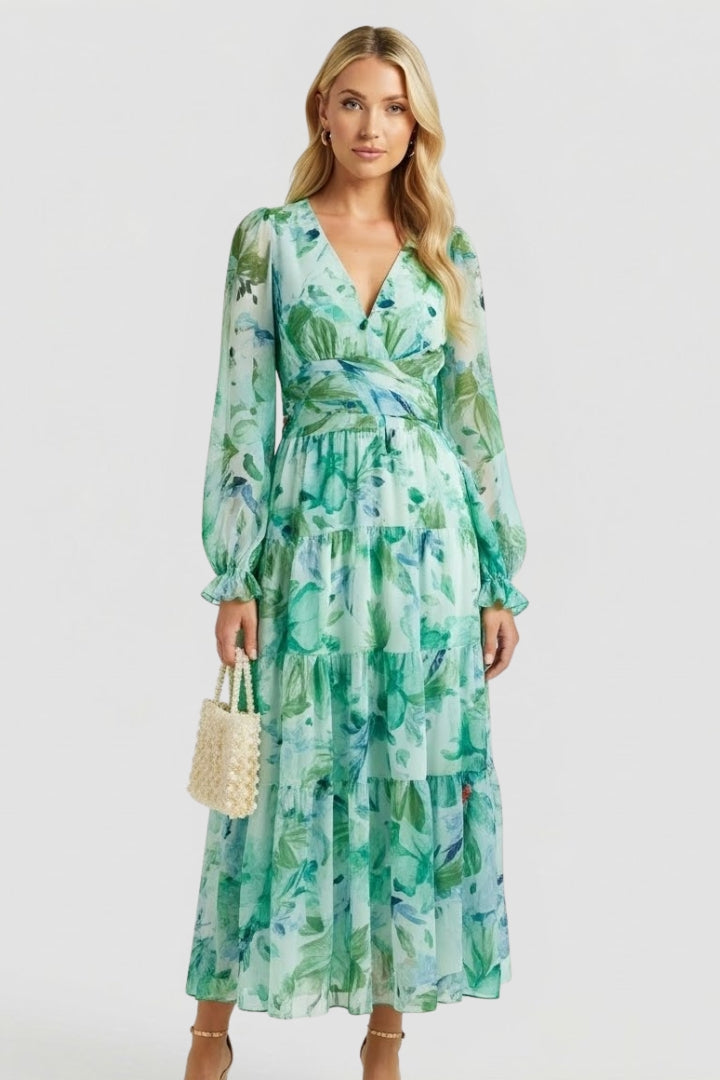 Women's Floral Dress | V-Neck Short-Sleeve Summer Dress