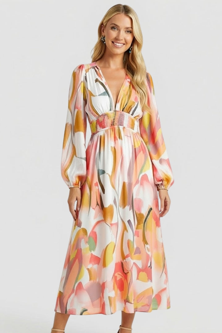 Women's Floral Dress | V-Neck Short-Sleeve Summer Dress