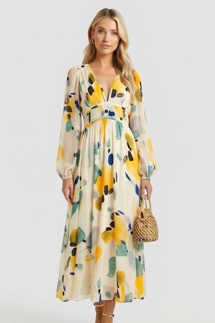 Women's Floral Dress | V-Neck Short-Sleeve Summer Dress
