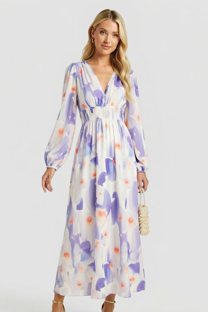Women's Floral Dress | V-Neck Short-Sleeve Summer Dress