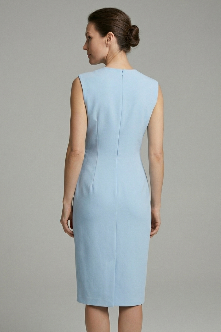 Women's Keyhole Neckline Midi Dress with Draped Waist