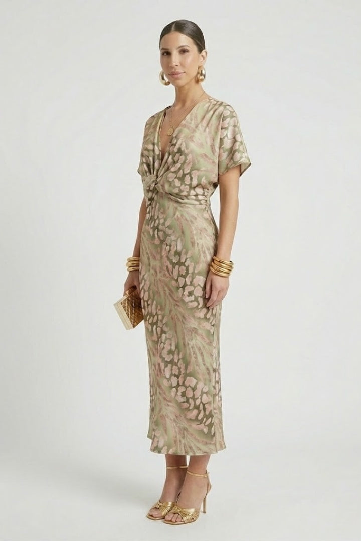 Women's Pleated Floral Print Midi Dress