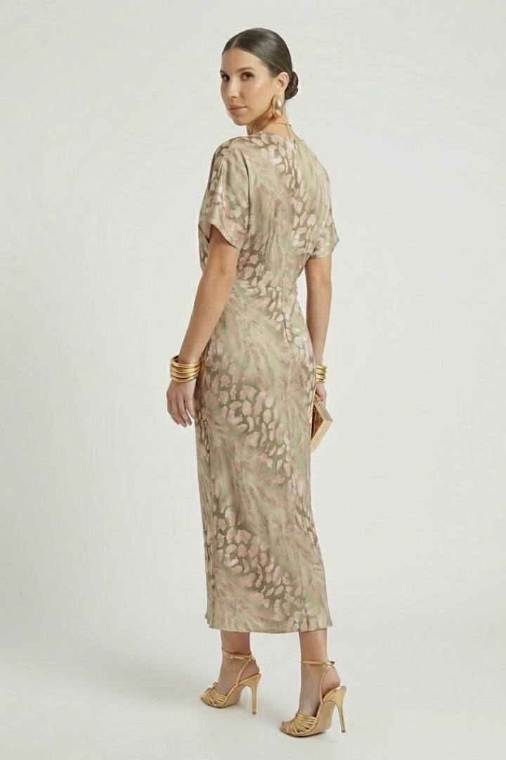 Women's Pleated Floral Print Midi Dress