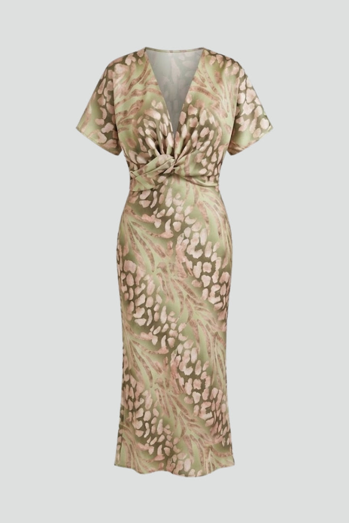 Women's Pleated Floral Print Midi Dress
