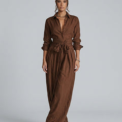 Women's Cotton-Linen Wide Leg Jumpsuit | Elegant Relaxed Fit Summer Casual Wear 1