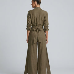 Women's Cotton-Linen Wide Leg Jumpsuit | Elegant Relaxed Fit Summer Casual Wear 6