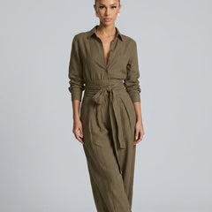 Women's Cotton-Linen Wide Leg Jumpsuit | Elegant Relaxed Fit Summer Casual Wear 7