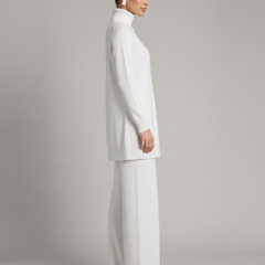 Women's Cozy Polyester Knit Loungewear Set | Relaxed Turtleneck Sweater and Wide Leg Trousers 1