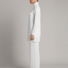 Women's Cozy Polyester Knit Loungewear Set | Relaxed Turtleneck Sweater and Wide Leg Trousers 3