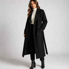 Women's Elegant Wool Blend Overcoat | Stylish Double-Breasted Winter Coat 1