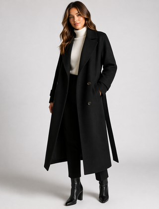 Women's Elegant Wool Blend Overcoat | Stylish Double-Breasted Winter Coat 1