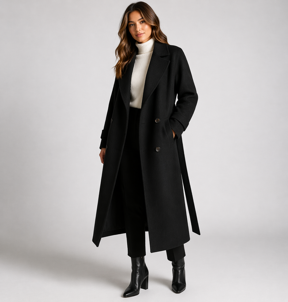 Women's Elegant Wool Blend Overcoat | Stylish Double-Breasted Winter Coat 1
