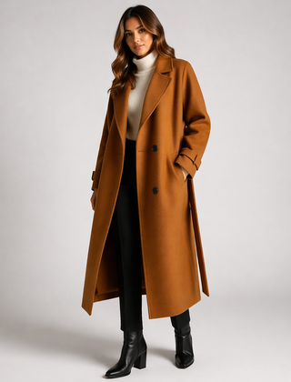 Women's Elegant Wool Blend Overcoat | Stylish Double-Breasted Winter Coat 2
