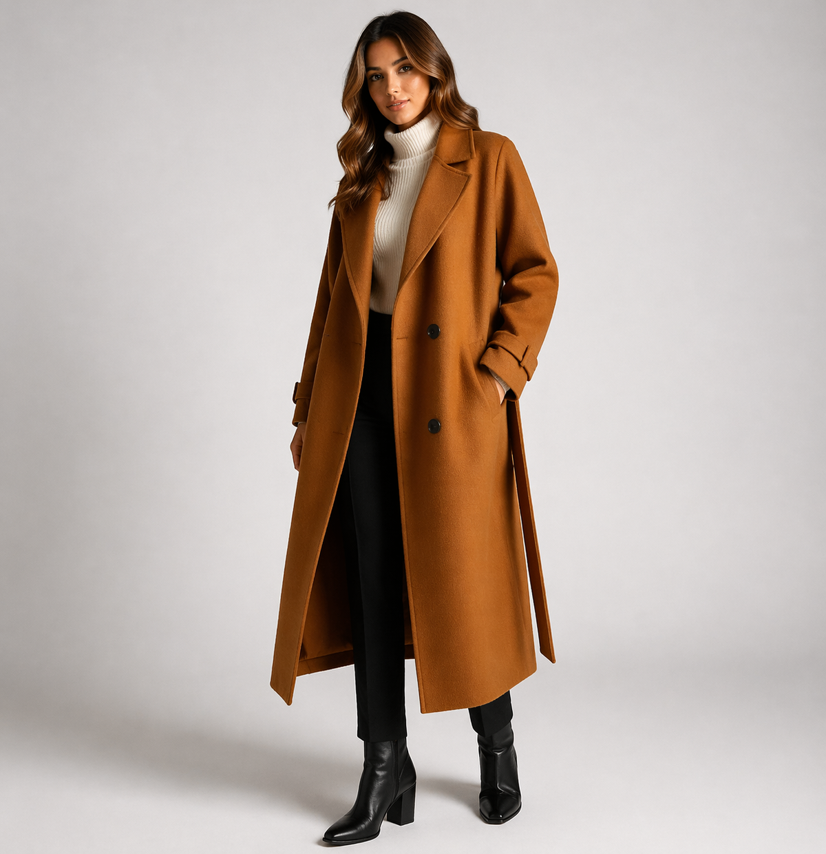 Women's Elegant Wool Blend Overcoat | Stylish Double-Breasted Winter Coat 2