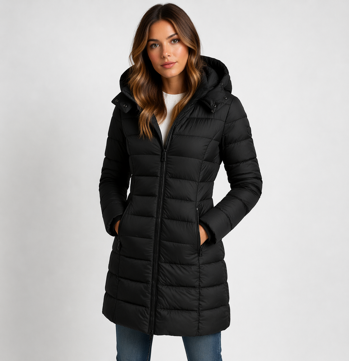 Women's Lightweight Quilted Puffer Jacket | Stylish Hooded Mid-Thigh Coat 0