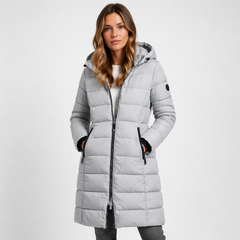 Women's Lightweight Quilted Puffer Jacket | Stylish Hooded Mid-Thigh Coat 1