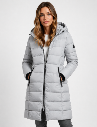 Women's Lightweight Quilted Puffer Jacket | Stylish Hooded Mid-Thigh Coat 1